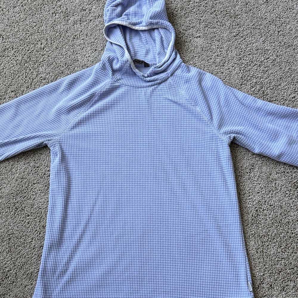 Eddie Bauer Light Periwinkle Waffle Knit Hooded Pullover